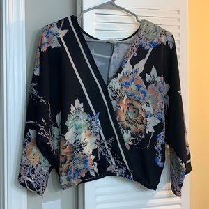 Black, floral top